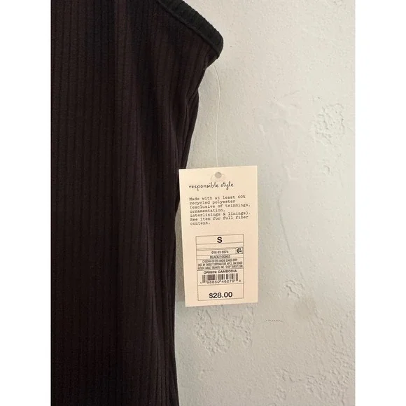 A New Day Ribbed Knit Maxi Slip Dress Black Size S Spaghetti Strap‎ - Picture 2 of 3